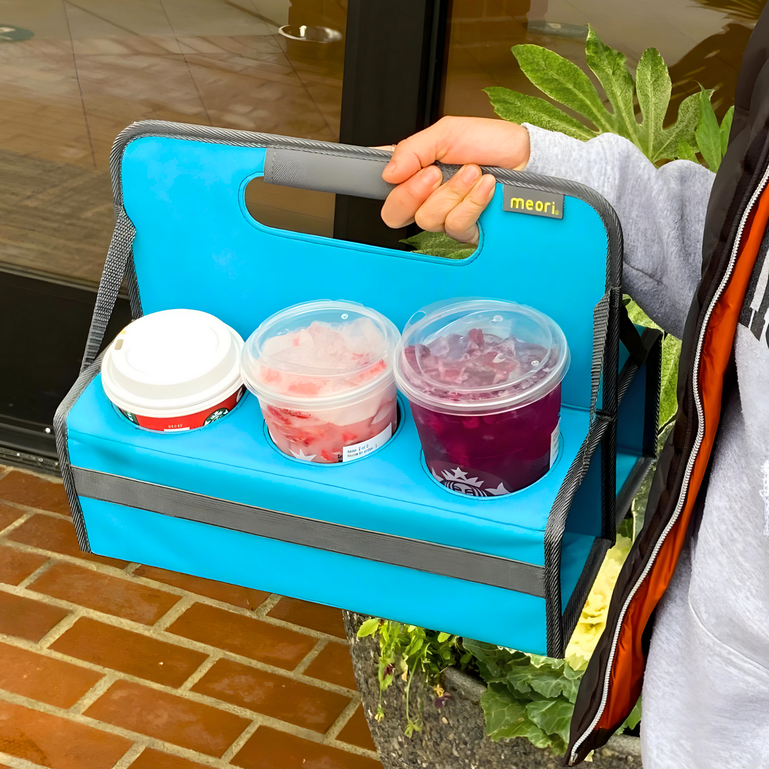 reusable drink carrier 6 cup caddy azure blue