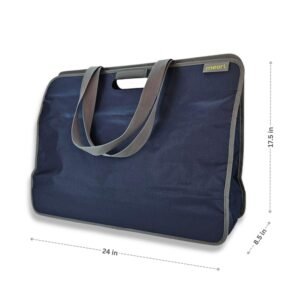 Marine Blue Utility Tote with dimensions