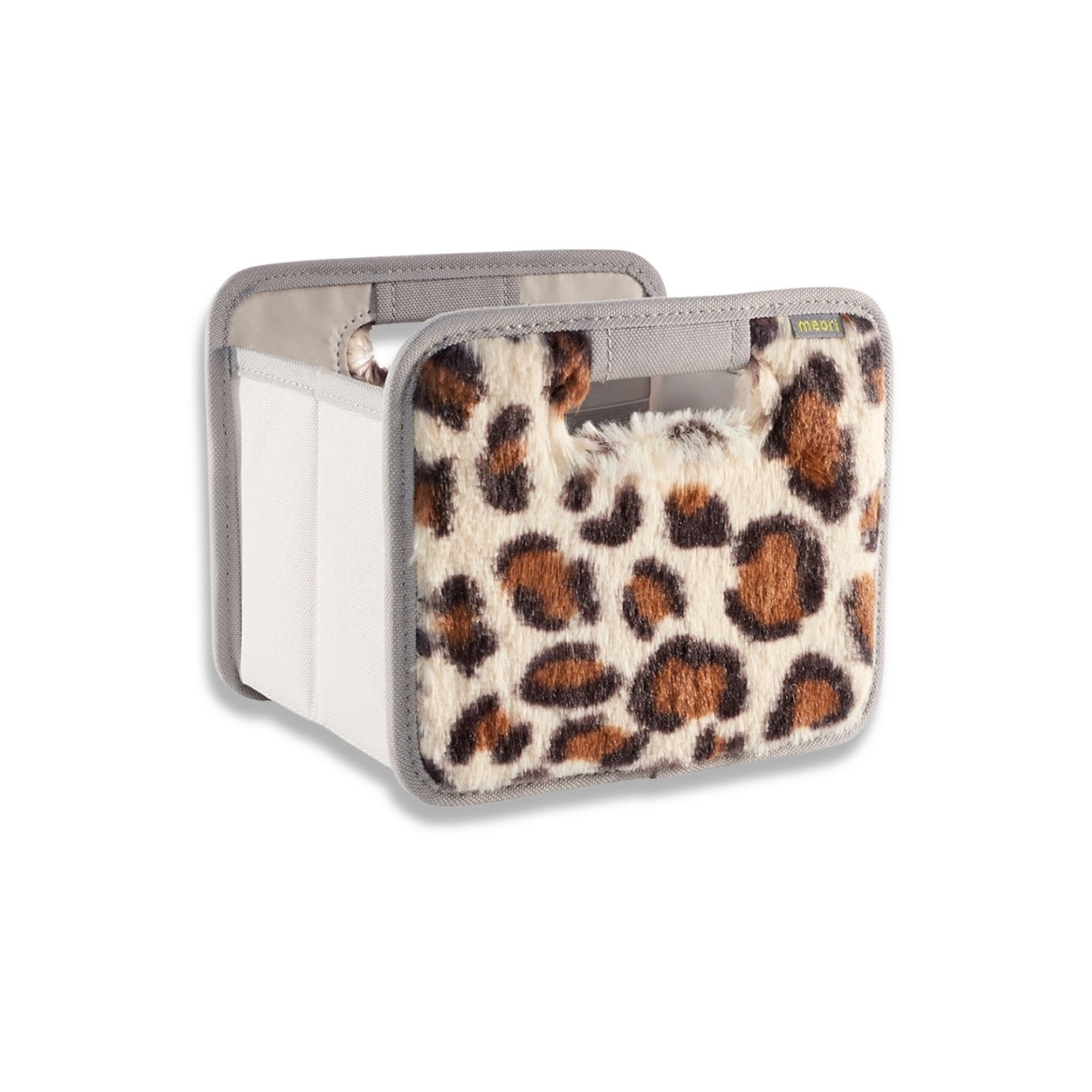 1015172-1-meori-Mini-Foldable-Box-Plush-Leopard-Sand-MAIN Mini Storage Cube in leopard print material
