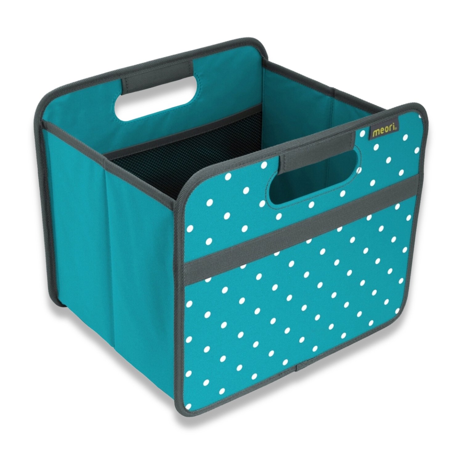 A100059-1-meori-Small-Foldable-Box-Azure-Blue-Dots-MAIN Azure Blue Fabric Storage Bin with White Dots