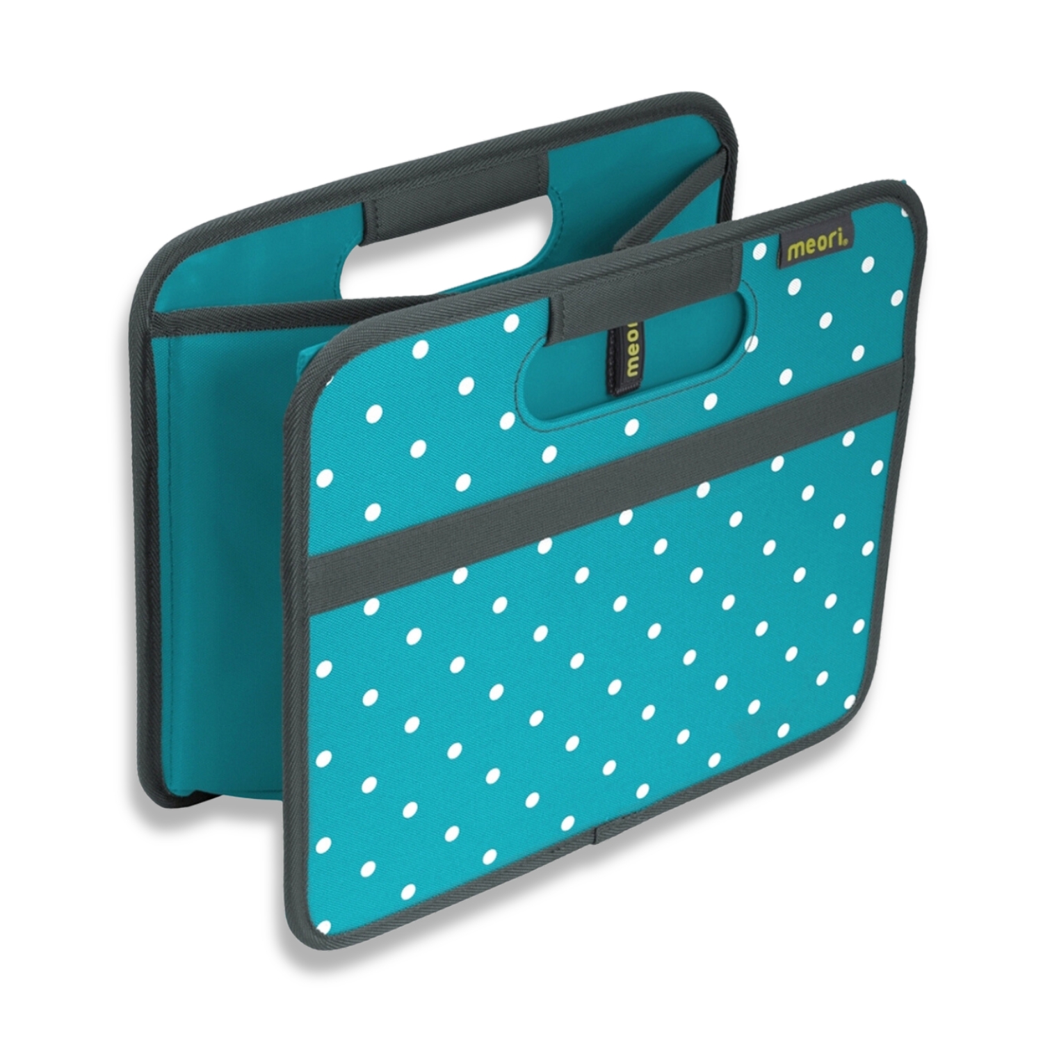 A100059-2-meori-Small-Foldable-Box-Azure-Blue-Dots Azure Blue Fabric Storage Bin with White Dots