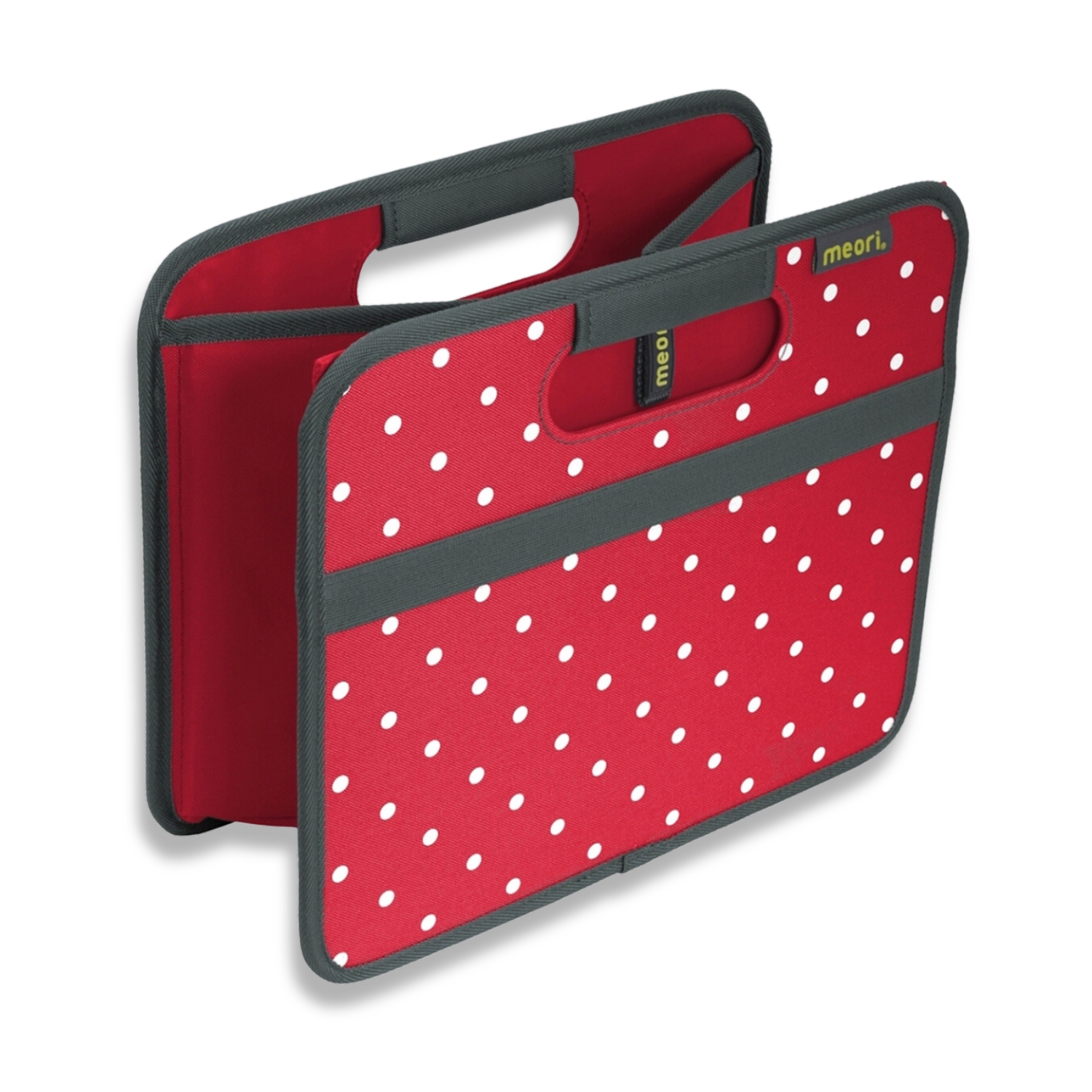 A100063-2-meori-Small-Foldable-Box-Hibiscus-Red-Dots Red Fabric Storage Bin with White Dots