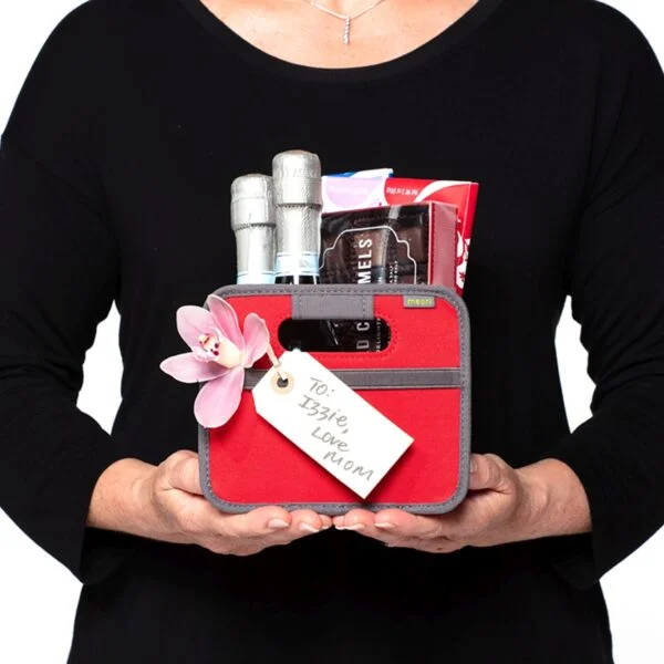 Red Mini Storage Box shown as a Valentines Gift Basket