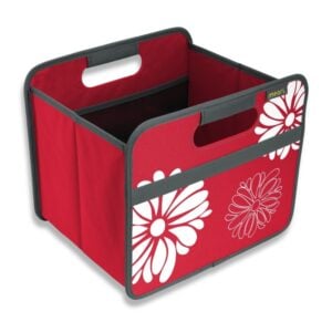Red Small Collapsible Storage Box with Flowers Print