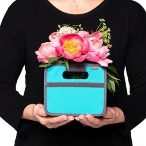 Azure Blue Mini Storage Box with flowers as a gift box