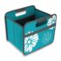 Azure Blue Small Collapsible Storage Box with Flowers Print