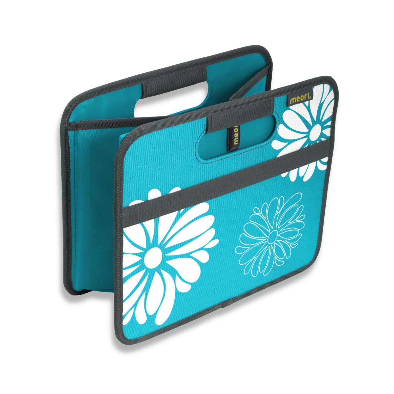 A100205-02-meori-Small-Foldable-Box-Azure-Blue-Flowers Azure Blue Small Collapsible Storage Box with Flowers Print