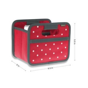 Red Small Storage Container with White Dots with dimensions