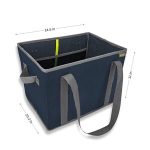 Marine Blue Collapsible Shopping Basket with dimensions