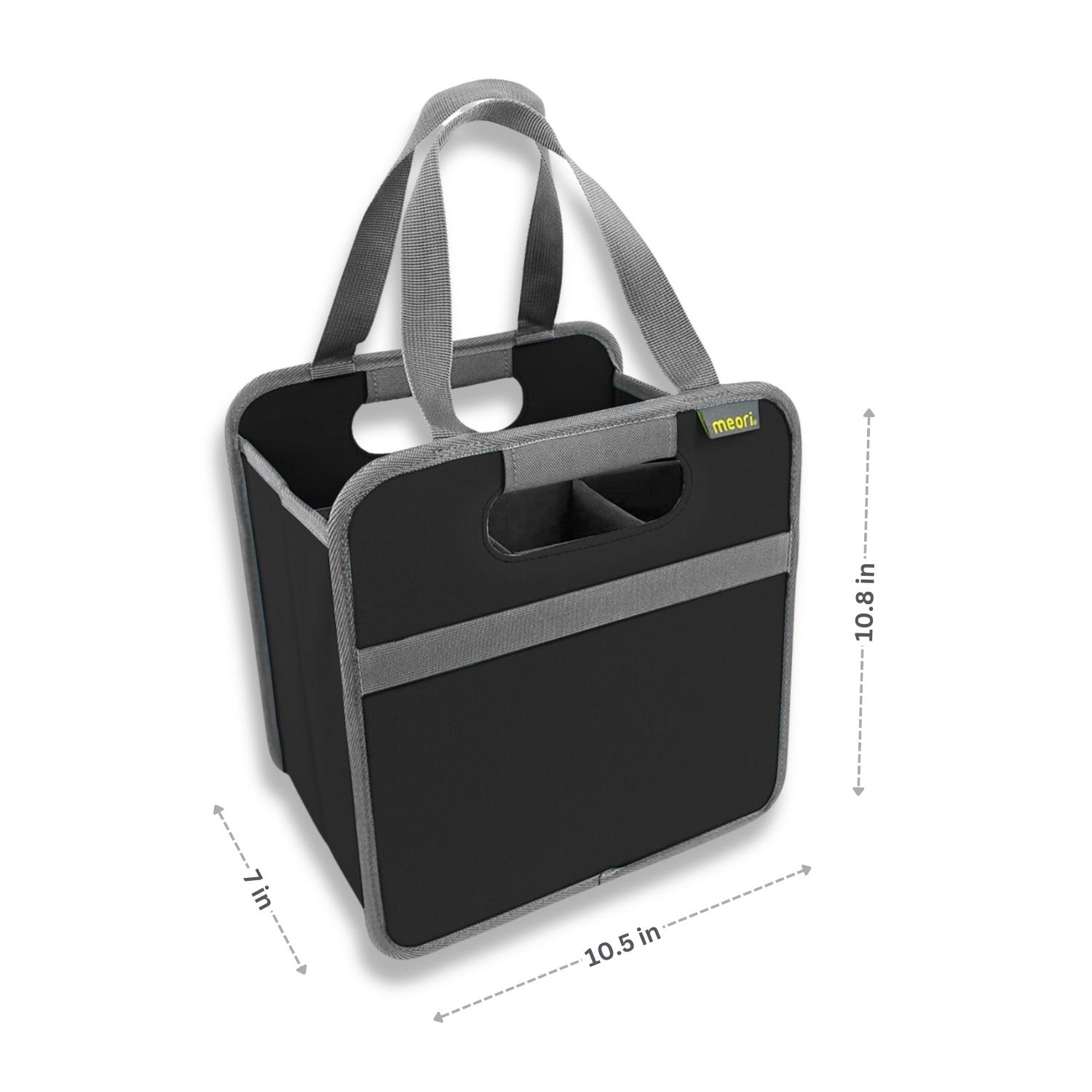 Black 6 Bottle Wine Tote with dimensions