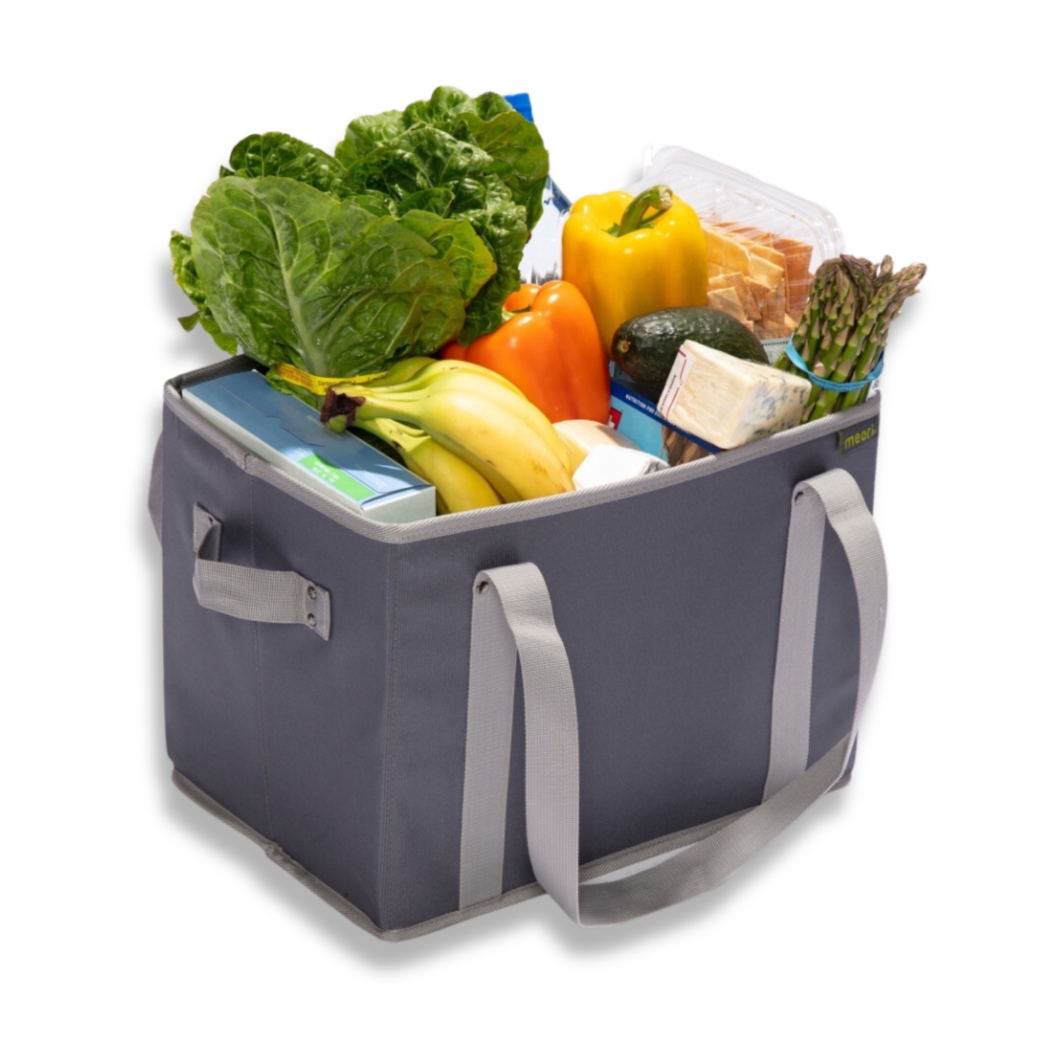 Grey Collapsible Shopping Basket filled with groceries