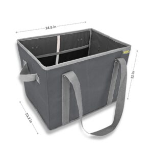 Grey Collapsible Shopping Basket with dimensions