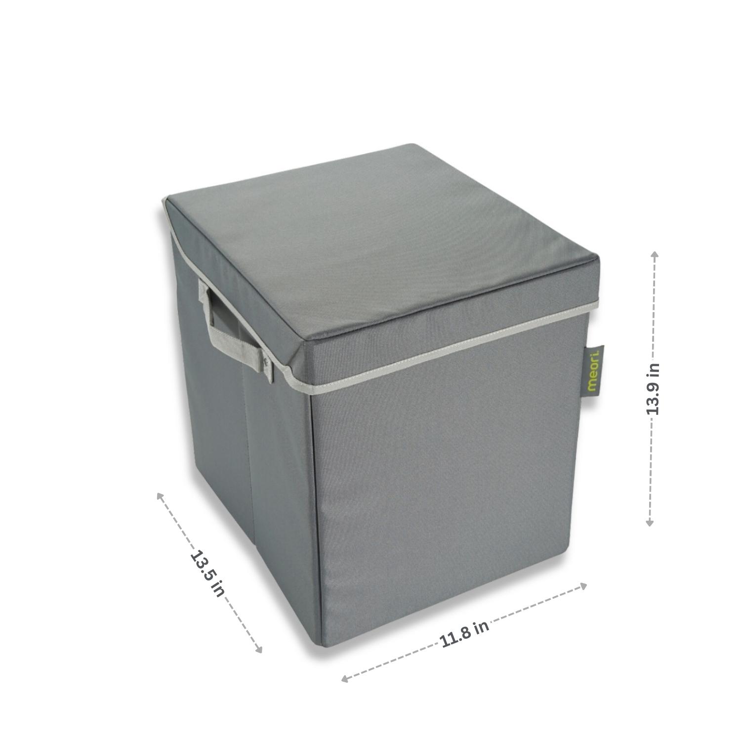 Grey Small Storage Bin With Lid with dimensions