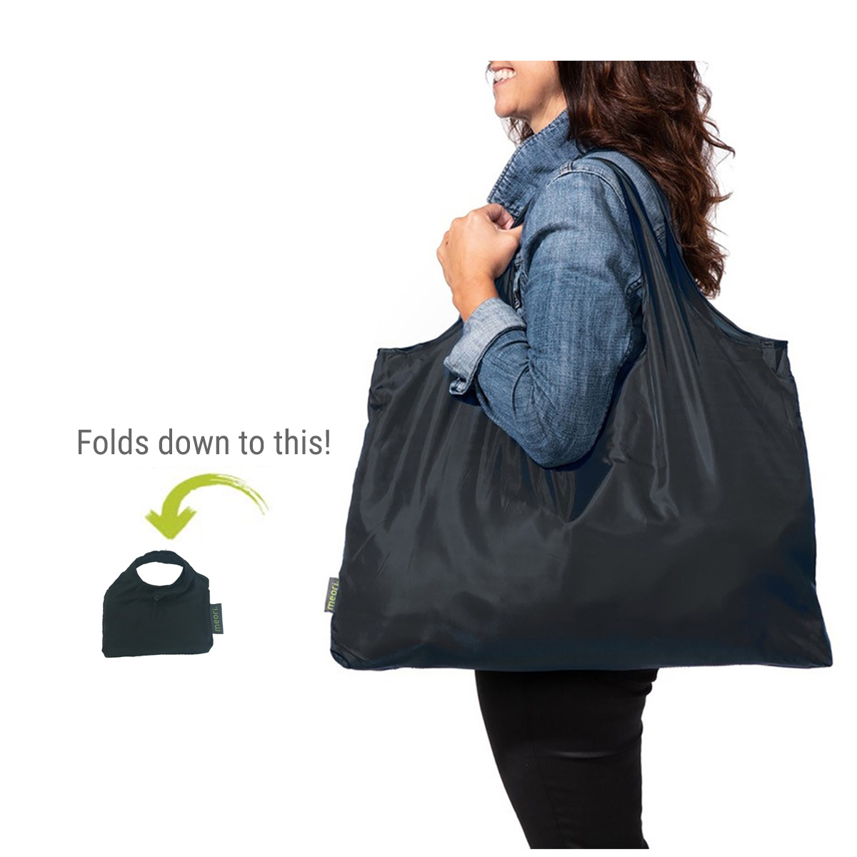 A100696-3-meori-Reusable-Pocket-Shopper-Black Black Reusable Grocery Tote