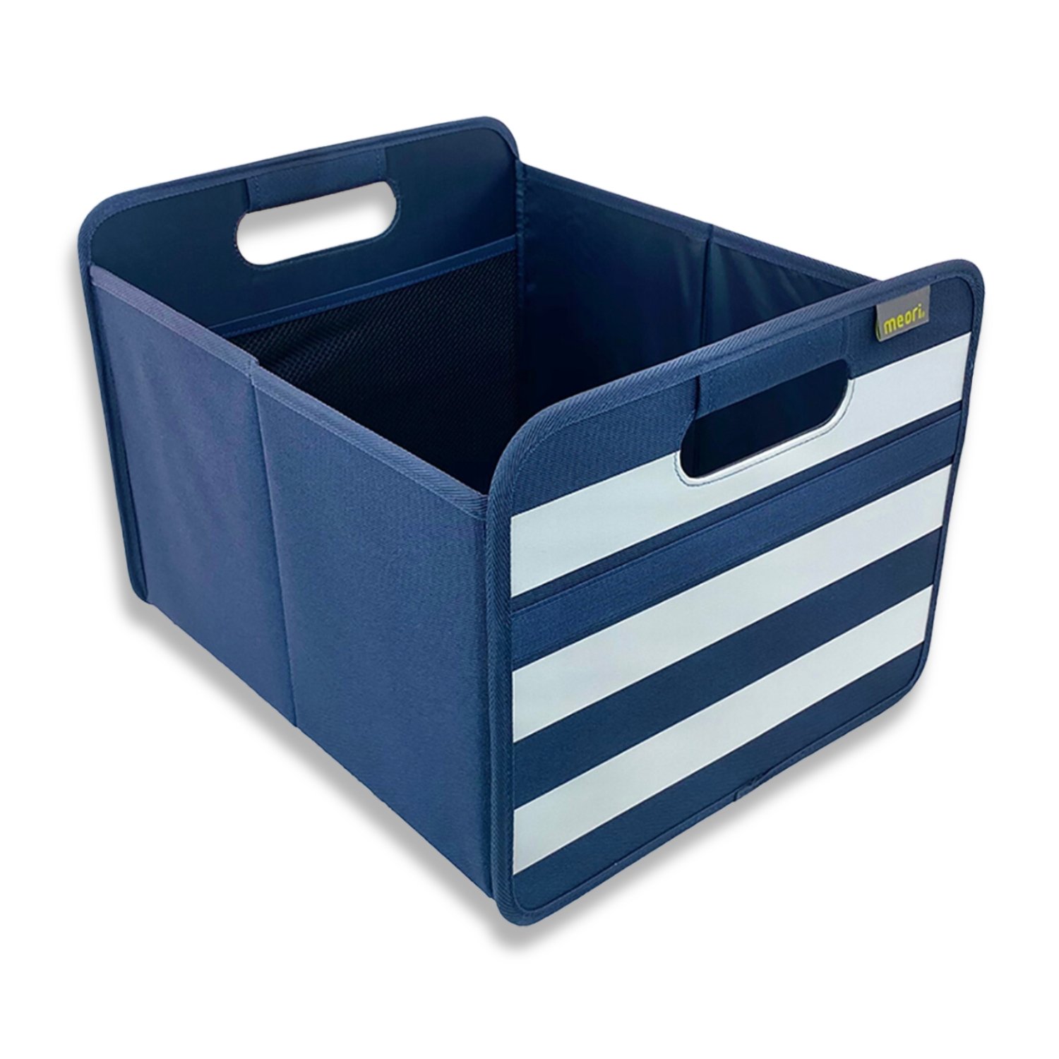 A100734-1-meori-Medium-Foldable-Box-Marine-Blue-Stripes-MAIN Marine Blue Rectangular Storage Basket with White Stripes