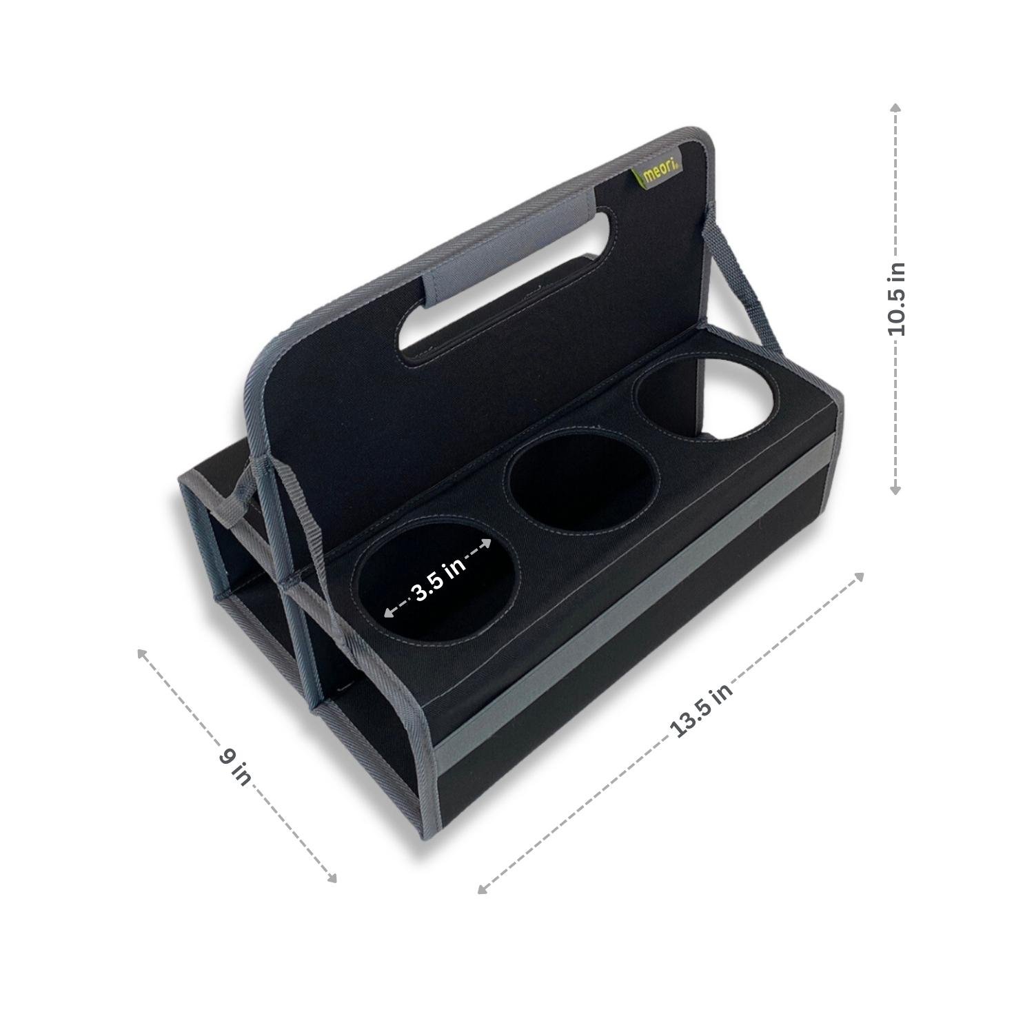 Black 6 Portable Drink Carrier with dimensions