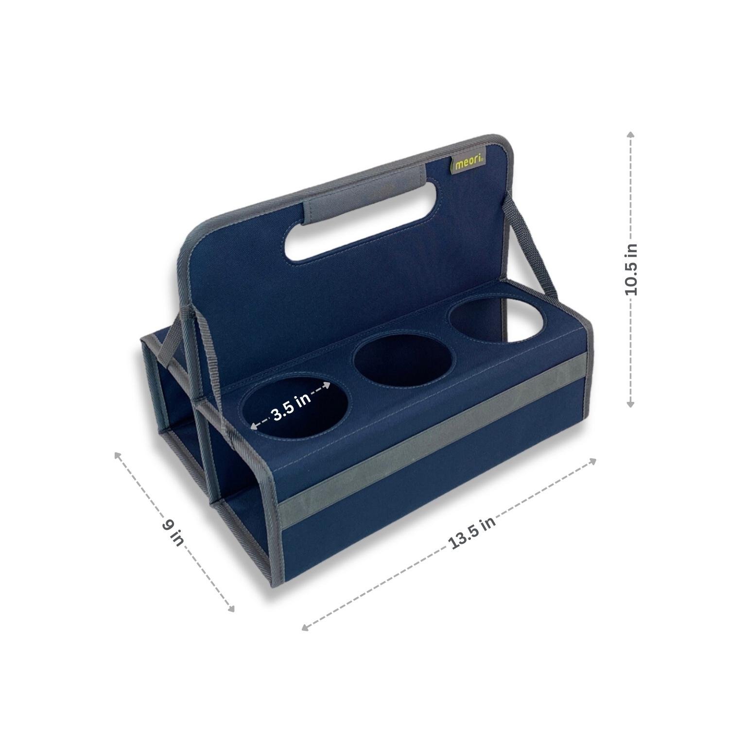 A100828-6-meori-Reusable-6-Cup-Carrier-Marine-Blue-DIM Marine Blue 6 Portable Drink Carrier with dimensions
