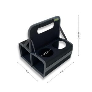 Black 4 Drink Caddy with dimensions
