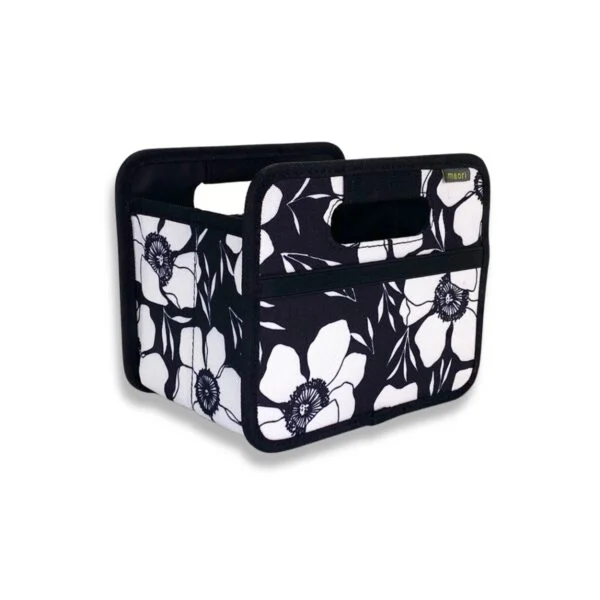 Black Small Storage Cube with White Floral Print