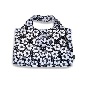 Reusable Bag with black and White Floral Print