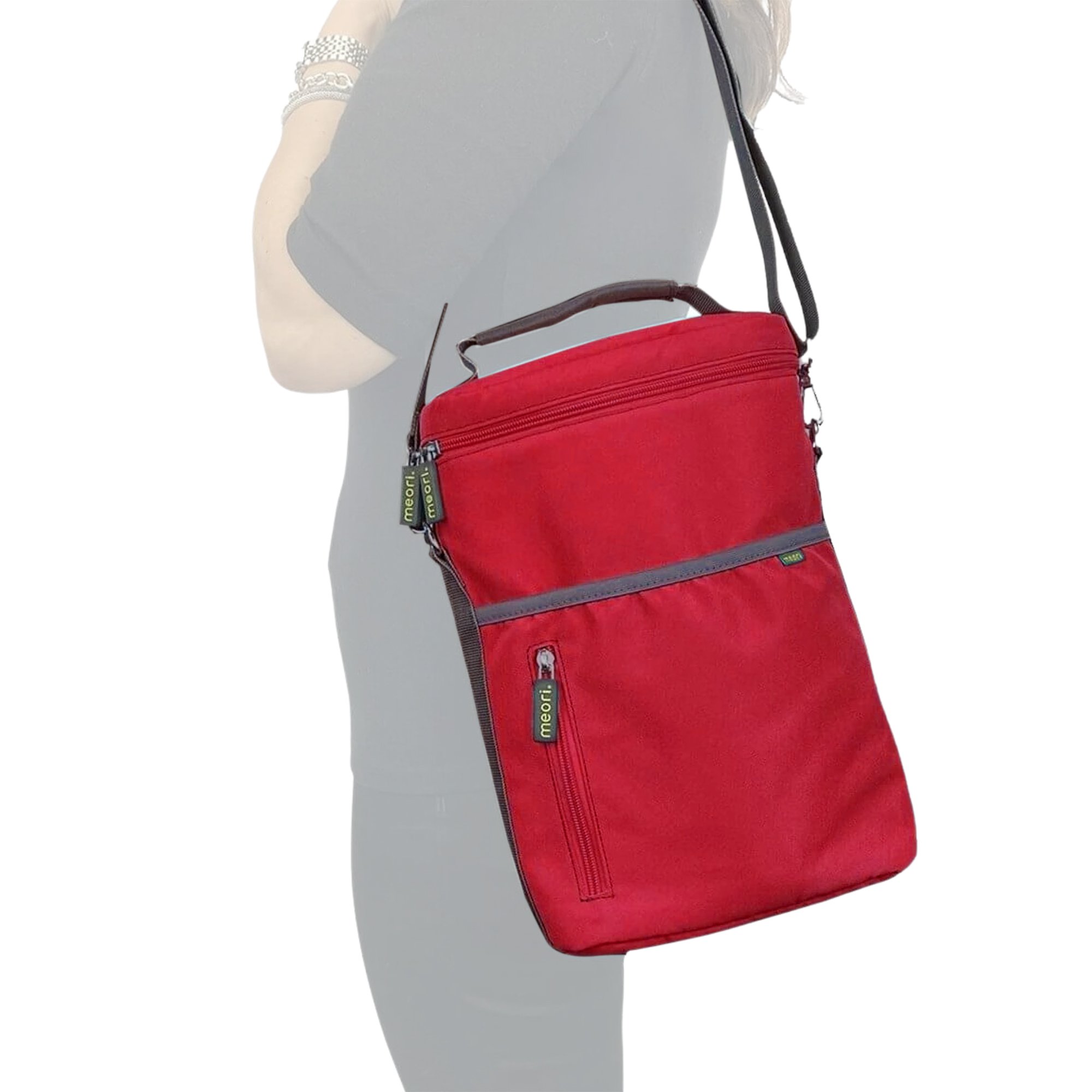 A100861-03-meori-Insulated-Wine-Tote-2-Bottles-Hibiscus-Red-SIL Red 2 Bottle Insulated Wine Bag