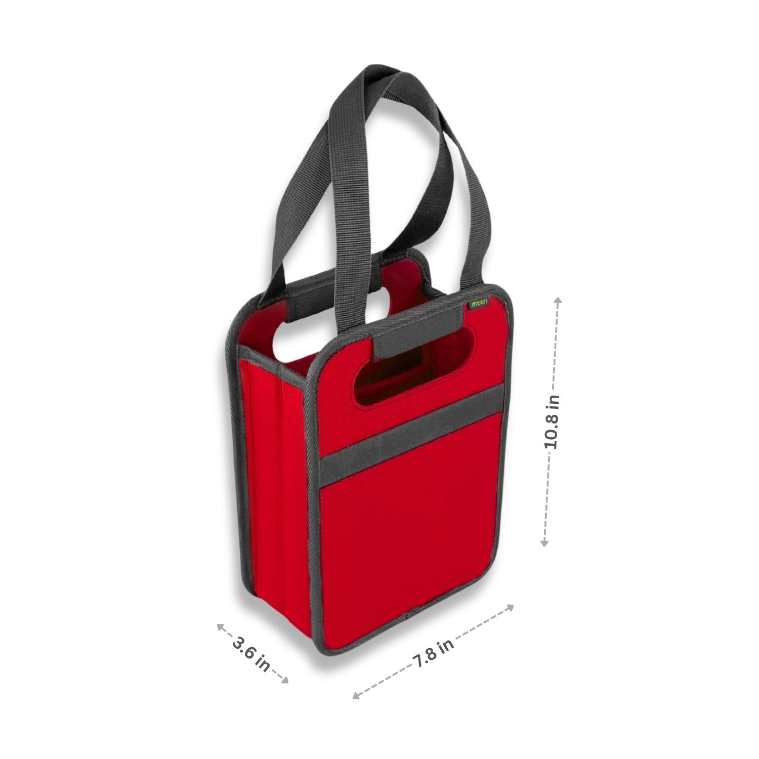 A100865-11-meori-2-Bottle-Wine-Tote-Hibiscus-Red-DIM Red 2 Bottle Wine Carrier Tote with dimensions