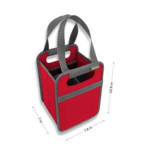 Red 4 Bottle Wine Bag with dimensions
