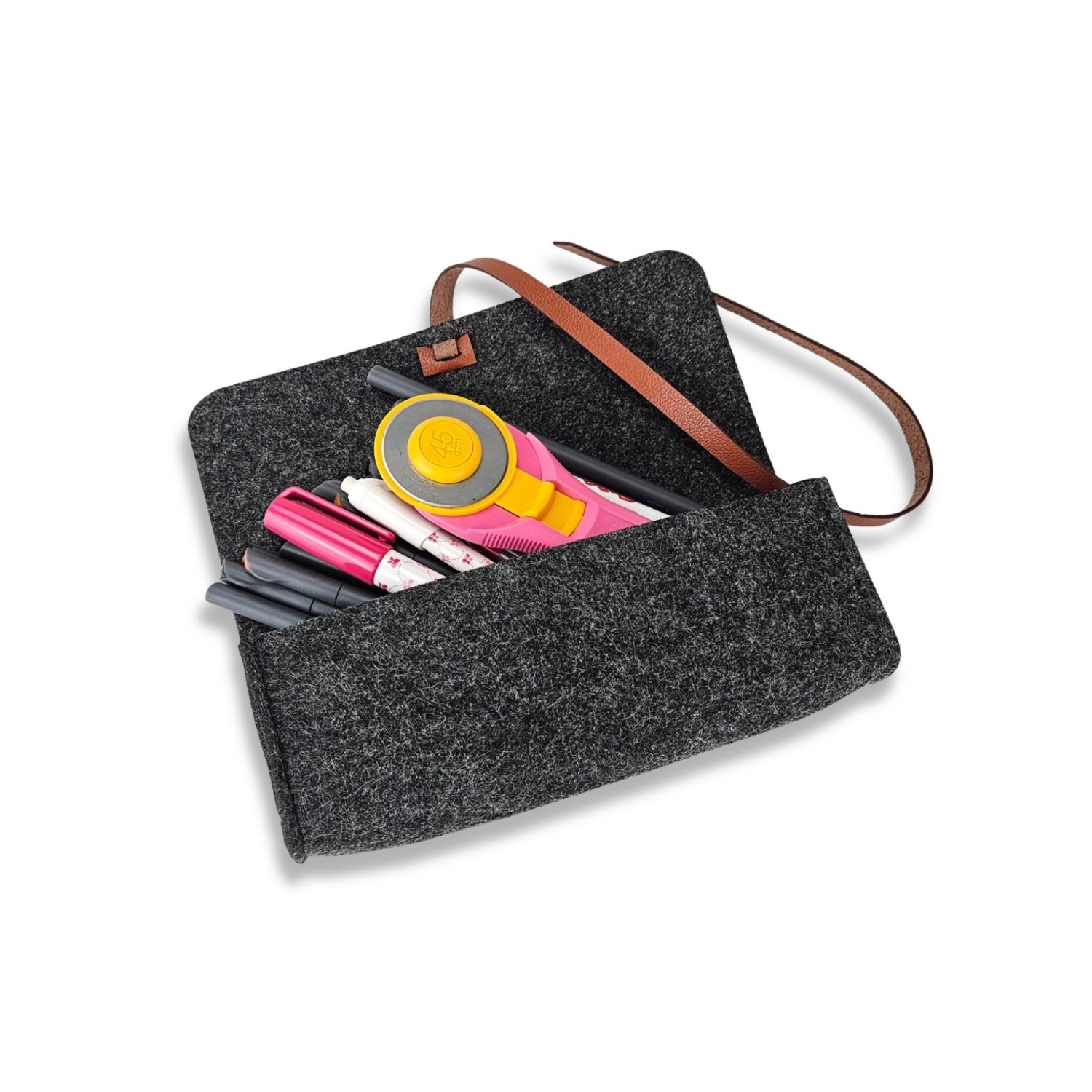 A100876-4-meori-Felt-Pouch-Anthrazite-Grey Grey Pencil Case Pouch