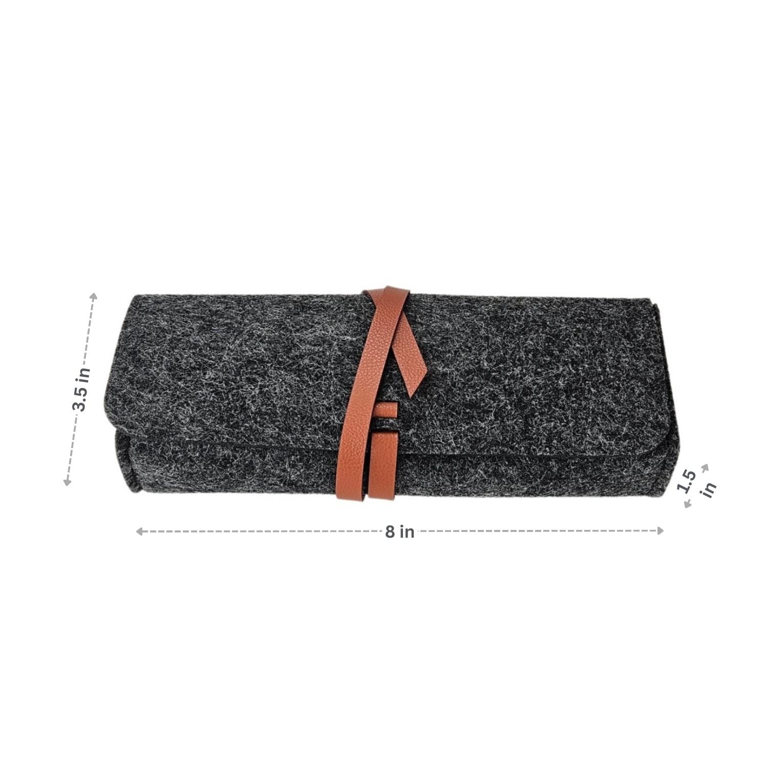 A100876-6-meori-Felt-Pouch-Anthrazite-Grey-DIM Grey Pencil Case Pouch with dimensions