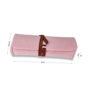 Rose-colored Pencil Case Pouch with dimensions