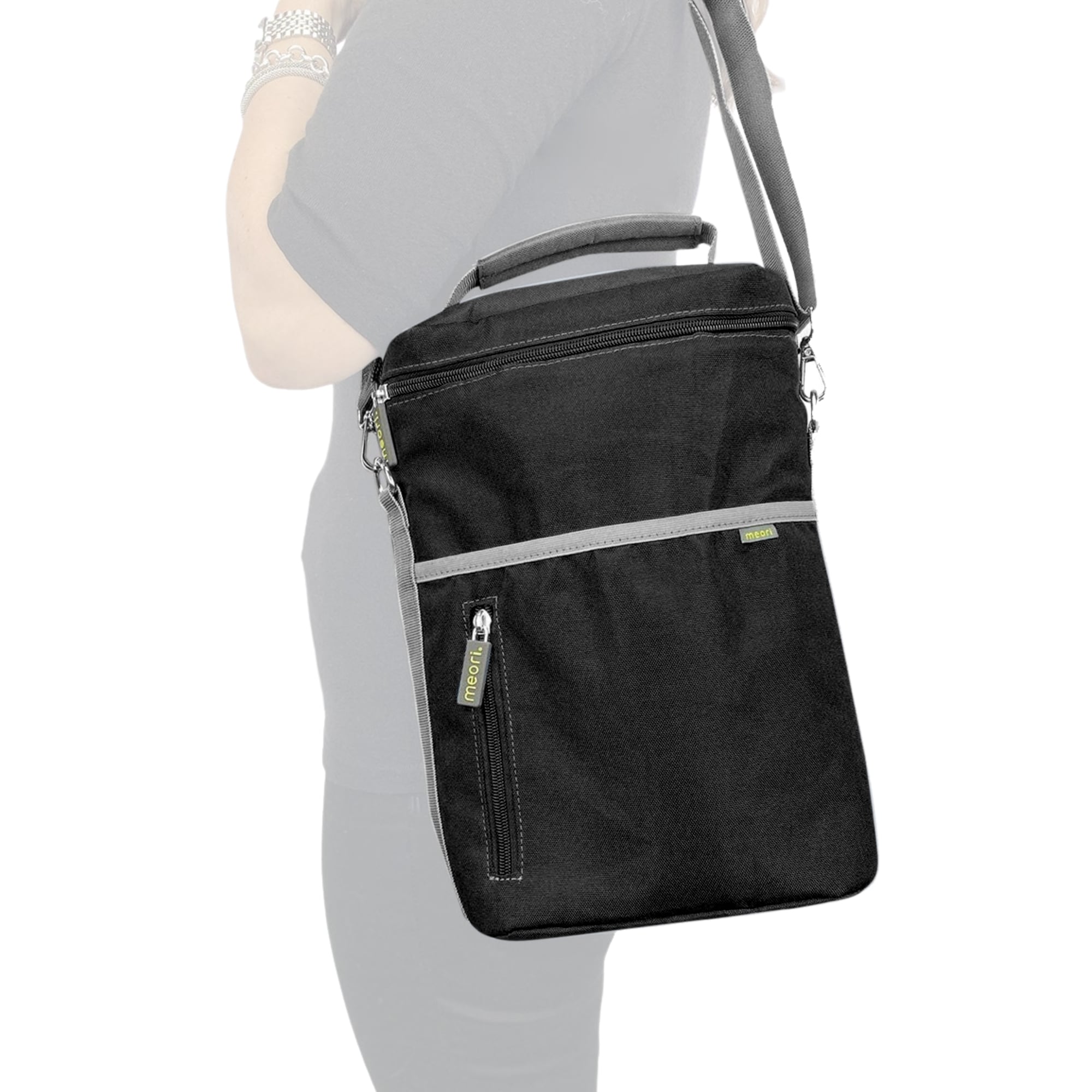 B100869-3-Insulated-Wine-Tote+Tumbler-meori-Lava-Black-SIL Black Wine Gift Bag